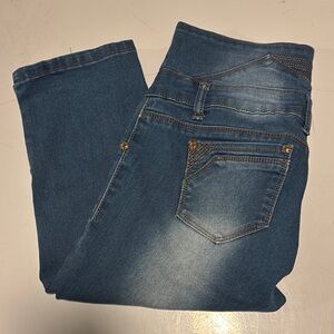 Tush Push High Waist Blue Denim Capris Jeans